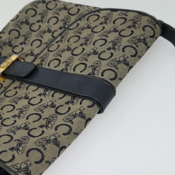 CELINE C Sulky Shoulder Bag Canvas Navy Gold - Picture 6 of 13